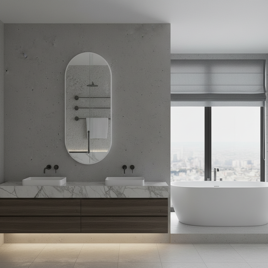 Modern Black Oval Mirror for Bathroom – Vertical Wall Mirror