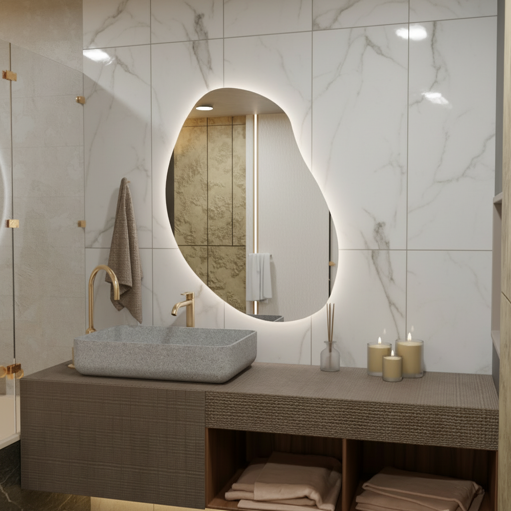 LED Bathroom Mirror with Lights | Irregular Vanity Mirror | Touch Sensor | Custom Sizes