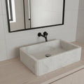Carrara White Marble Wall Mount Sink | Luxury Bathroom Vanity Basin | Ribbed Textured Stone Sink