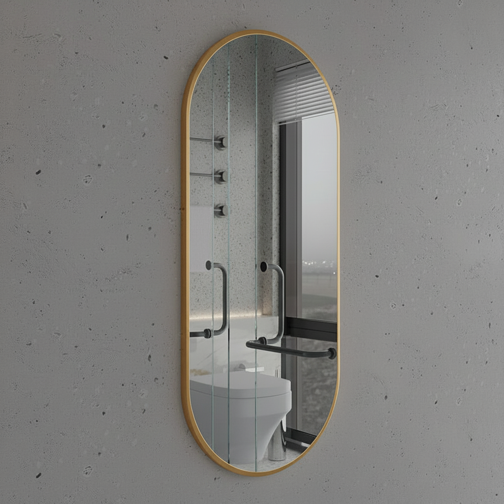 Modern Black Oval Mirror for Bathroom – Vertical Wall Mirror