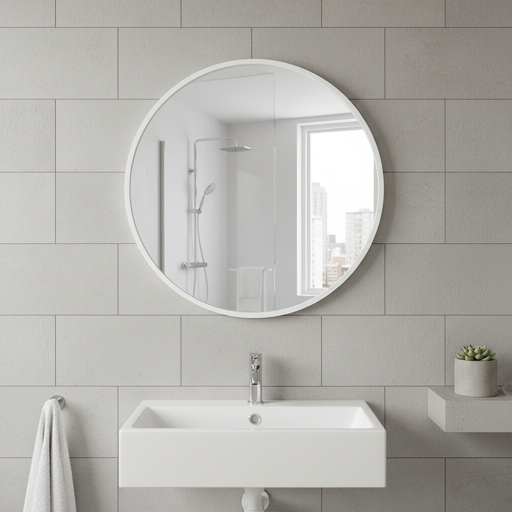 Round Wall Mirror – Modern Black Frame Mirror for Living Room & Entryway