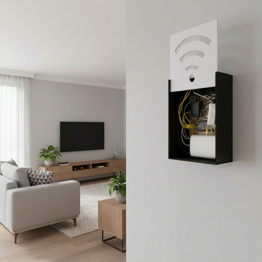 Wall-Mounted WiFi Router Box Cover | Modern Cable Management Organizer