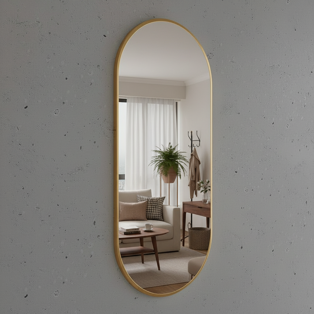 Modern Black Oval Mirror for Bathroom – Vertical Wall Mirror