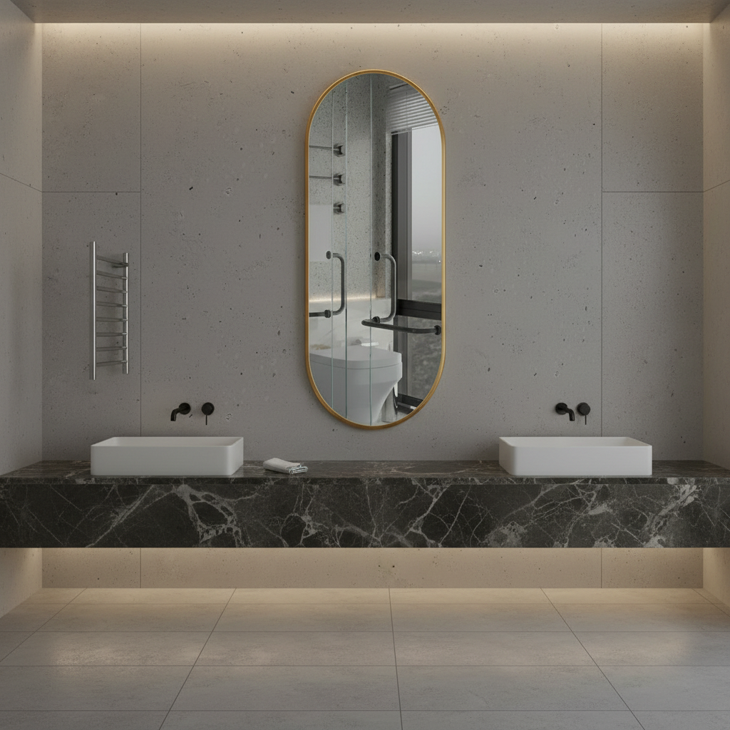 Modern Black Oval Mirror for Bathroom – Vertical Wall Mirror