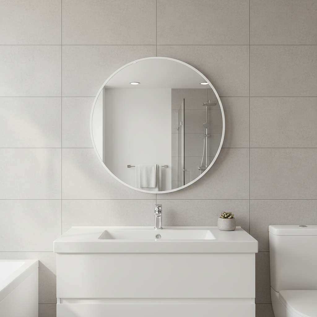 Round Wall Mirror – Modern Black Frame Mirror for Living Room & Entryway