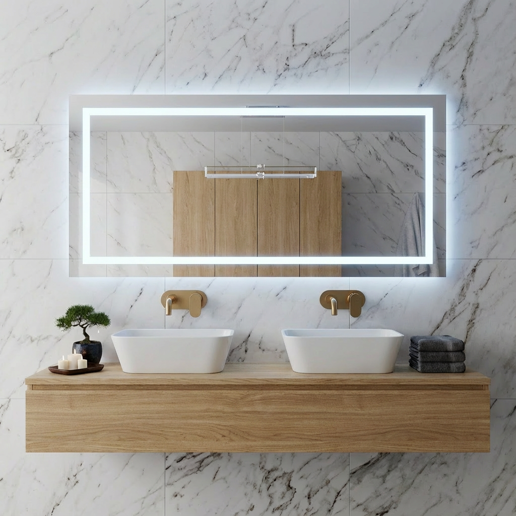 LED Full Length Mirror – Lighted Floor & Wall Mounted Vanity Mirror, Modern Dressing Mirror with Backlit Frame