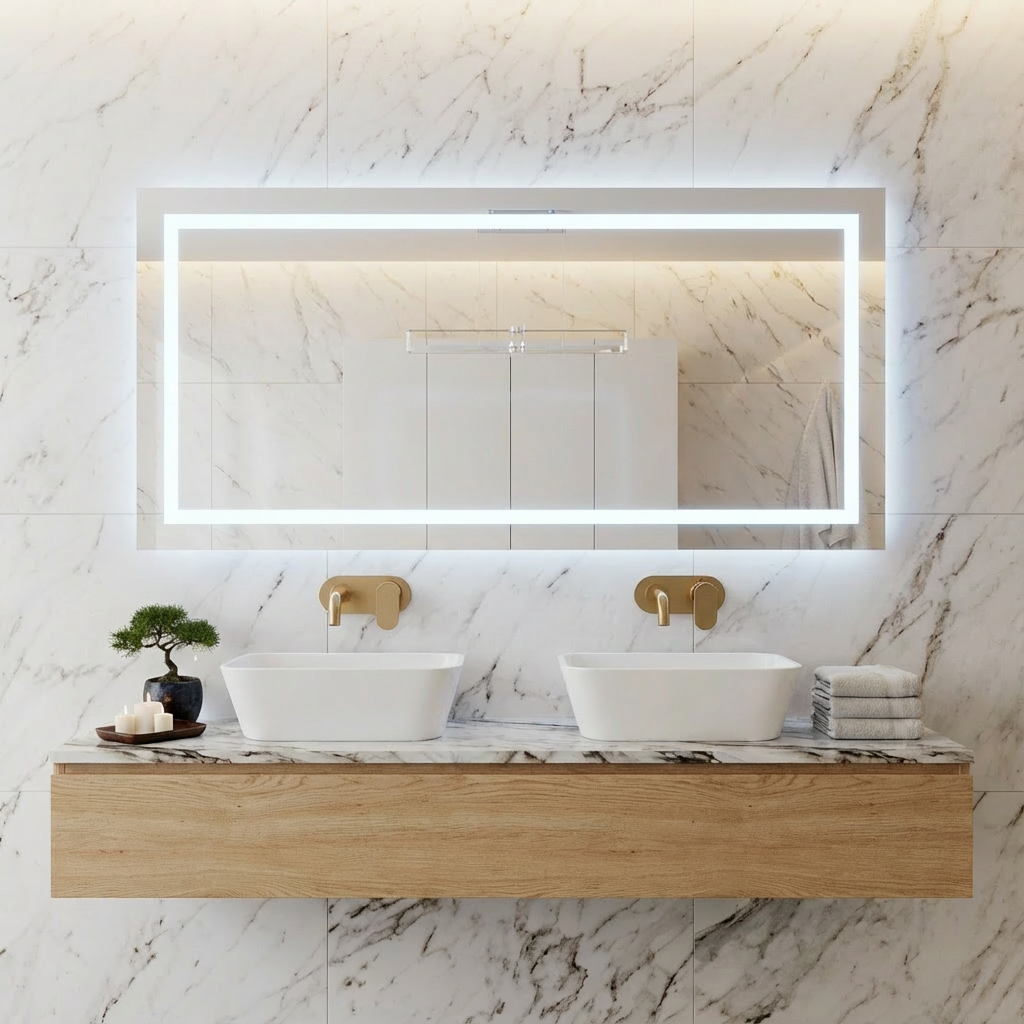 LED Full Length Mirror – Lighted Floor & Wall Mounted Vanity Mirror, Modern Dressing Mirror with Backlit Frame