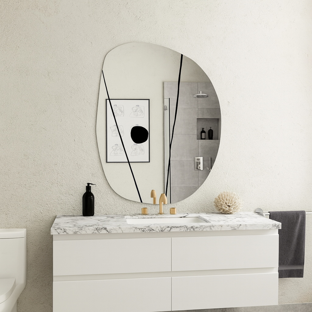 Irregular Wall Mirror – Modern Frameless Asymmetrical Mirror for Bathroom Vanity
