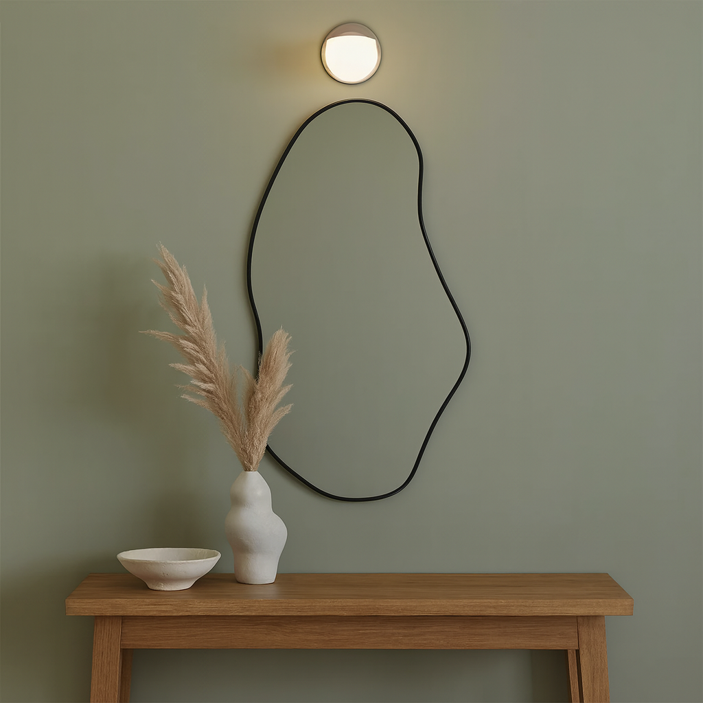 Asymmetrical Wall Mirror – Modern Irregular Black Frame Mirror for Living Room & Bedroom, Handmade Organic Shape Custom Mirror