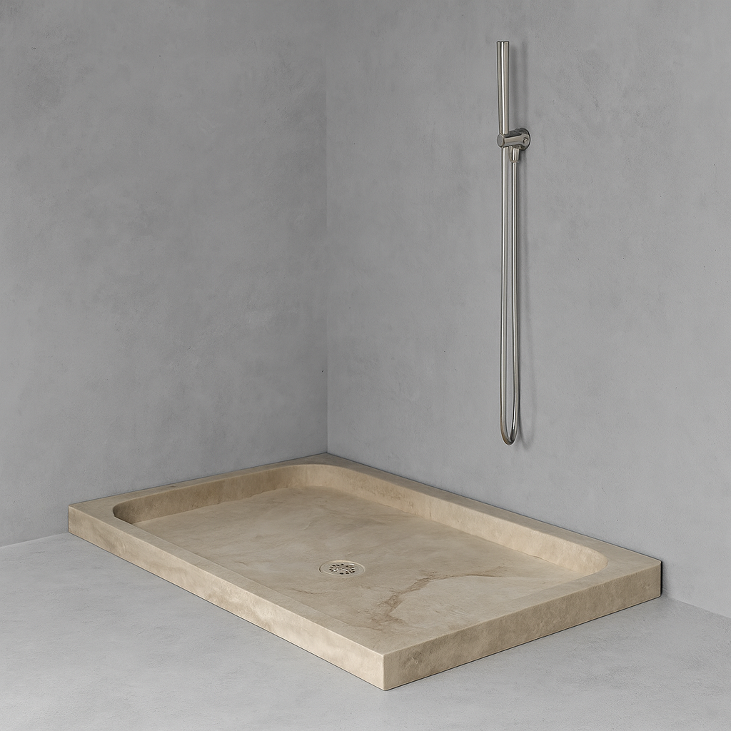 Travertine Shower Base 63x35 | Natural Stone Shower Pan USA | Luxury Marble Tray