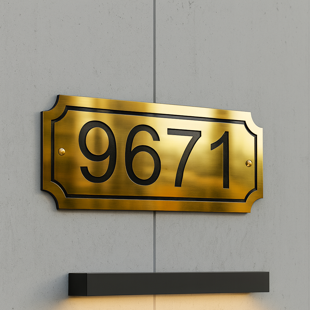 Modern Metal Door Number Plate | House Address Plaque for Front Door