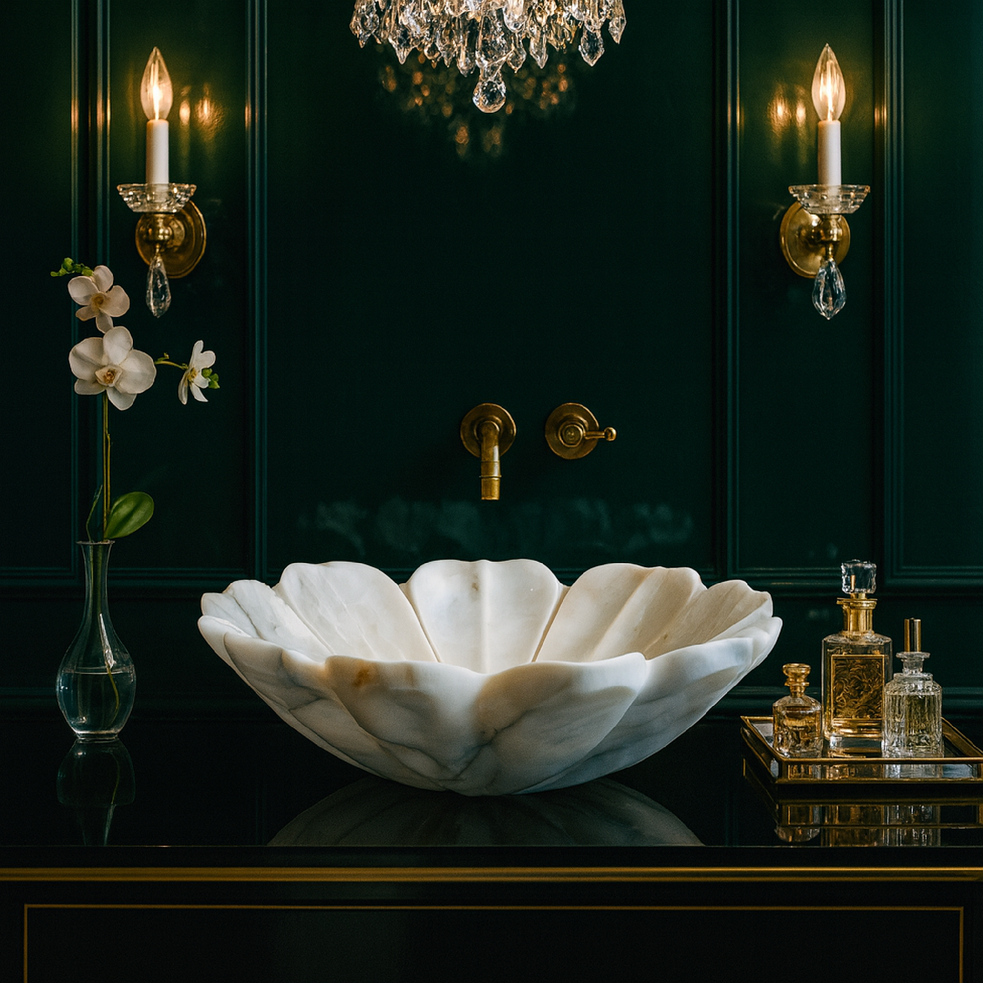 Luxury Marble Vessel Sink – Hand-Carved White Natural Stone Basin for Bathroom Vanity, One-of-a-Kind Designer Wash Bowl