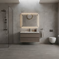 LED Bathroom Mirror – Modern Rectangular Lighted Vanity Mirror with Frame Lines, Backlit Wall Mirror