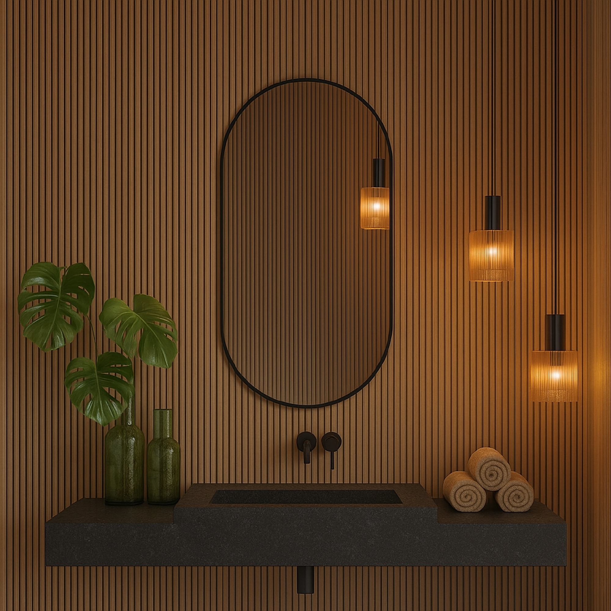 Modern Black Oval Mirror for Bathroom – Vertical Wall Mirror