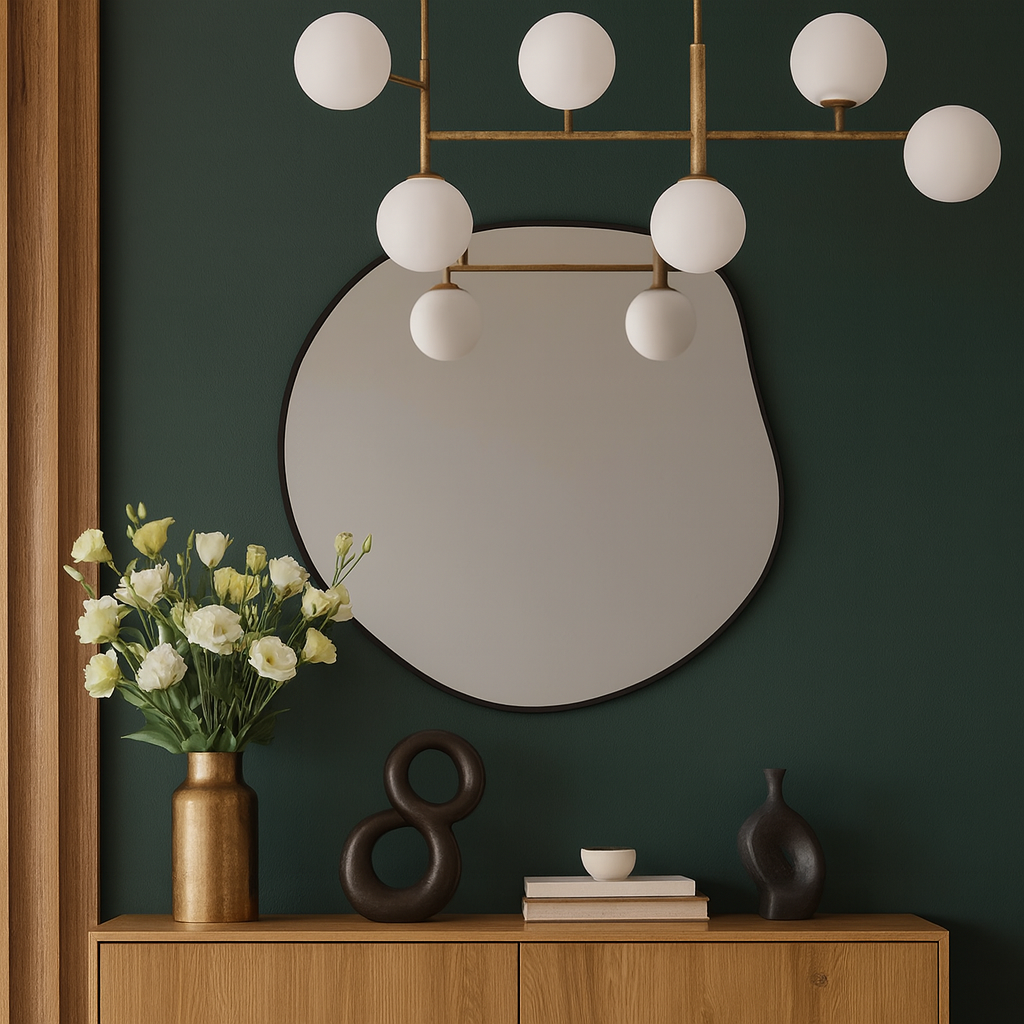 Irregular Bathroom Wall Mirror – Modern Black Frame Mirror for Vanity, Entryway & Living Room