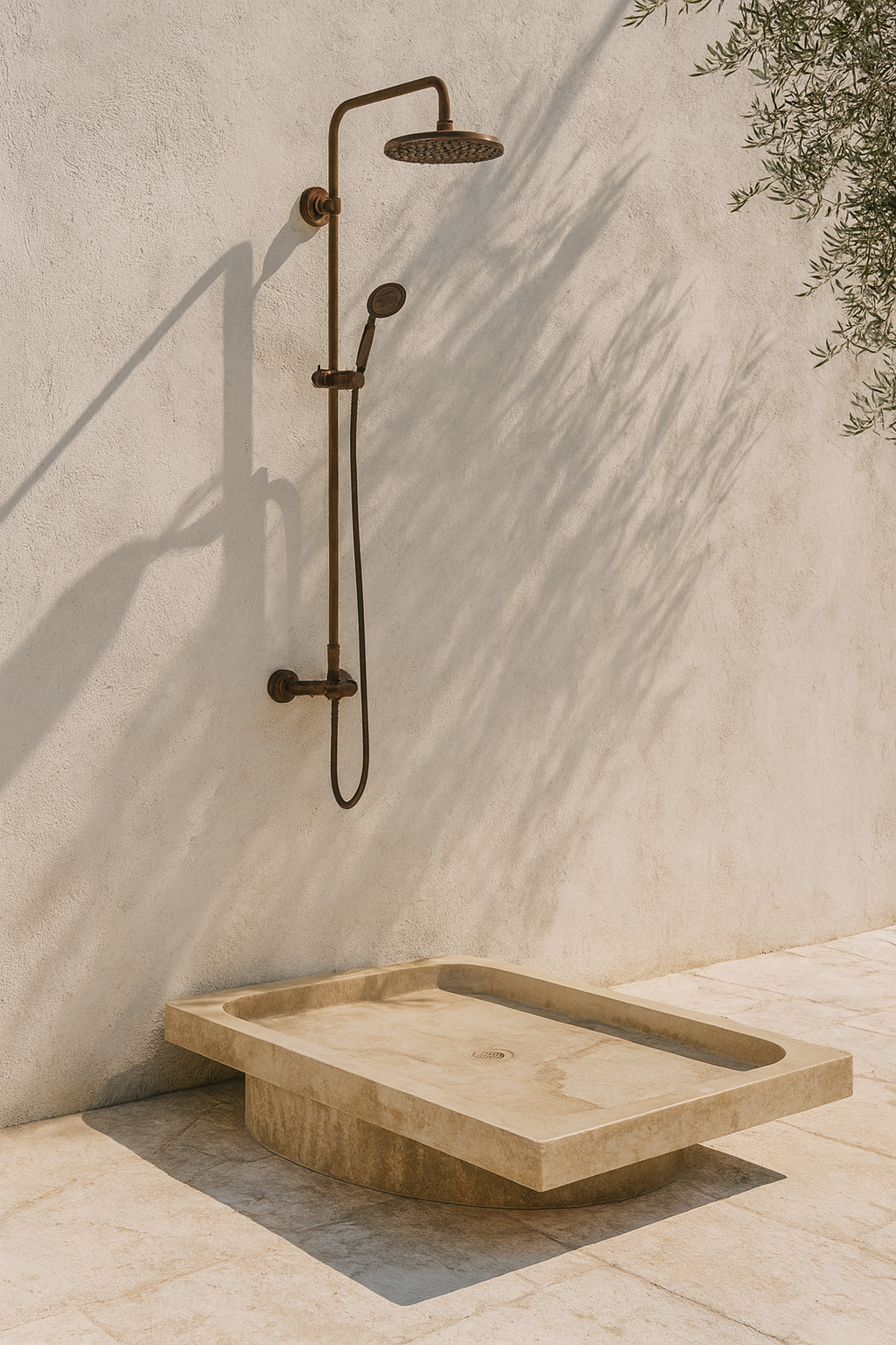 Travertine Shower Base 63x35 | Natural Stone Shower Pan USA | Luxury Marble Tray