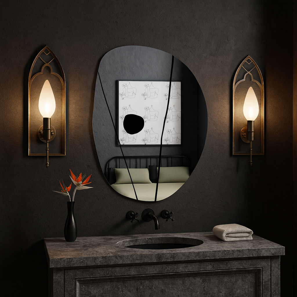 Irregular Wall Mirror – Modern Frameless Asymmetrical Mirror for Bathroom Vanity