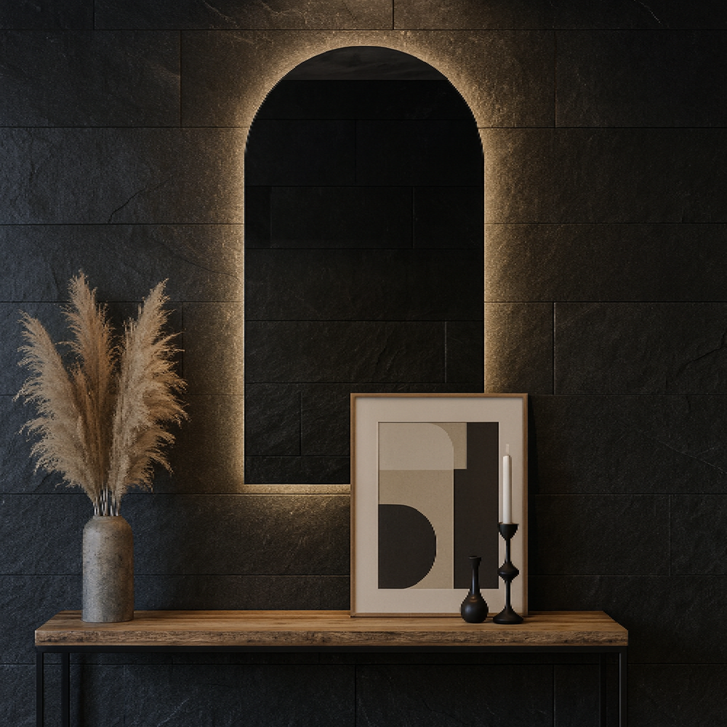 Arched LED Bathroom Mirror – Modern Lighted Vanity Mirror with Touch Sensor | Handmade Frameless Backlit Wall Mirror