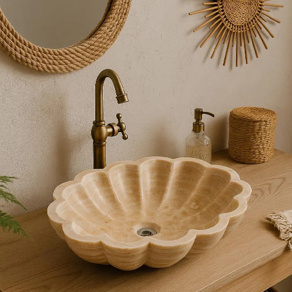 Marble Vessel Sink | Luxury Bathroom Basin 16x22 inches USA | Handcrafted Natural Stone Sink