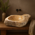 Luxury Stone Vessel Sink – Natural Marble Bathroom Basin with Raw Edge, Handcrafted Vanity Bowl