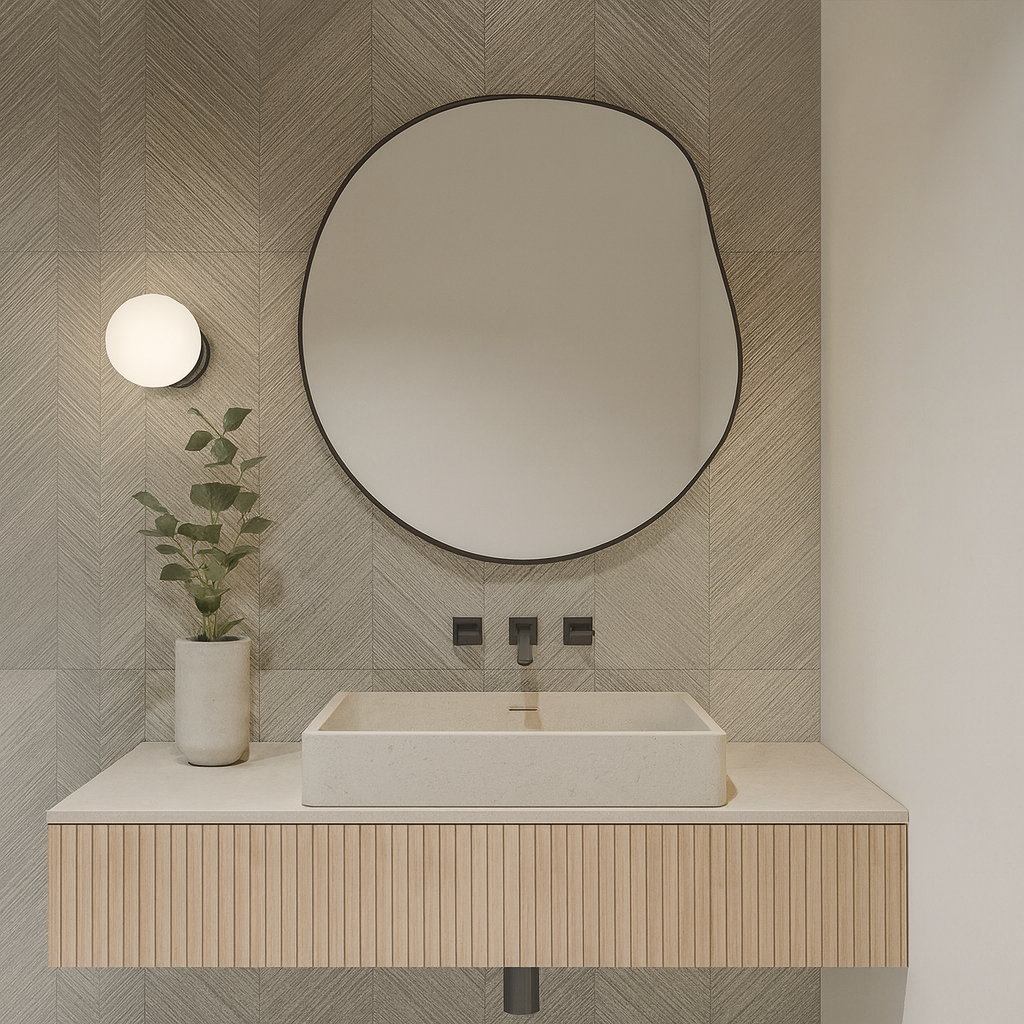 Irregular Bathroom Wall Mirror – Modern Black Frame Mirror for Vanity, Entryway & Living Room