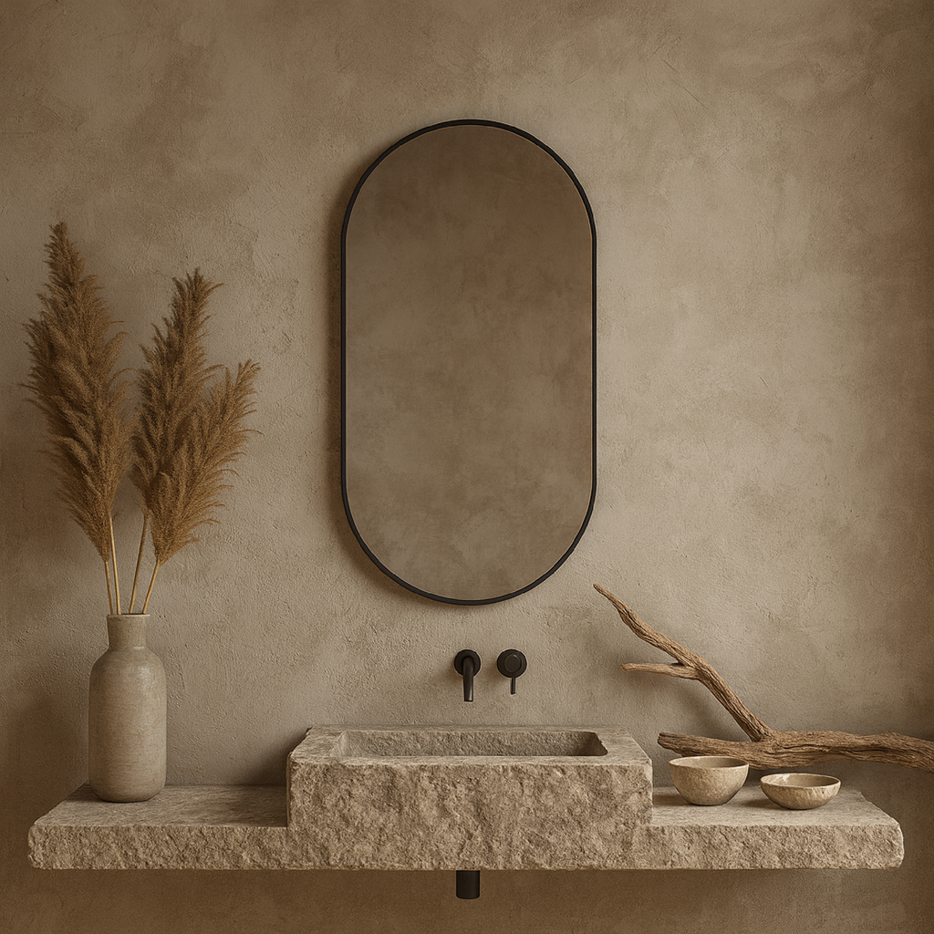 Modern Black Oval Mirror for Bathroom – Vertical Wall Mirror