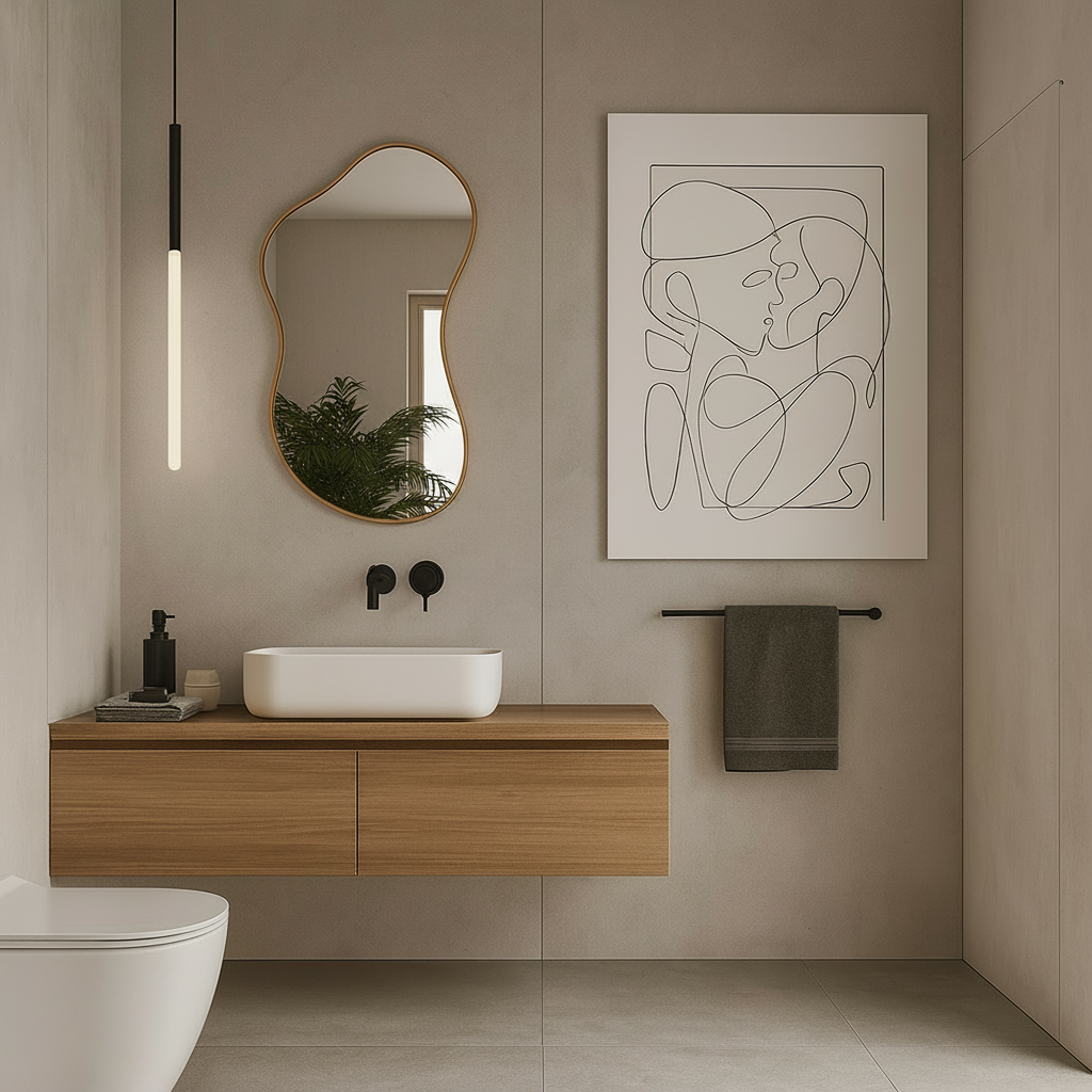 Wavy Wall Mirror – Modern Irregular Blob Mirror with Black Frame