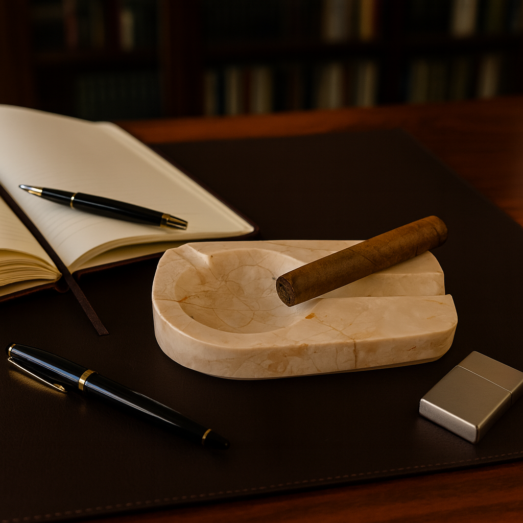 Marble Cigar Ashtray – Grey Natural Stone Luxury Handmade Ashtray