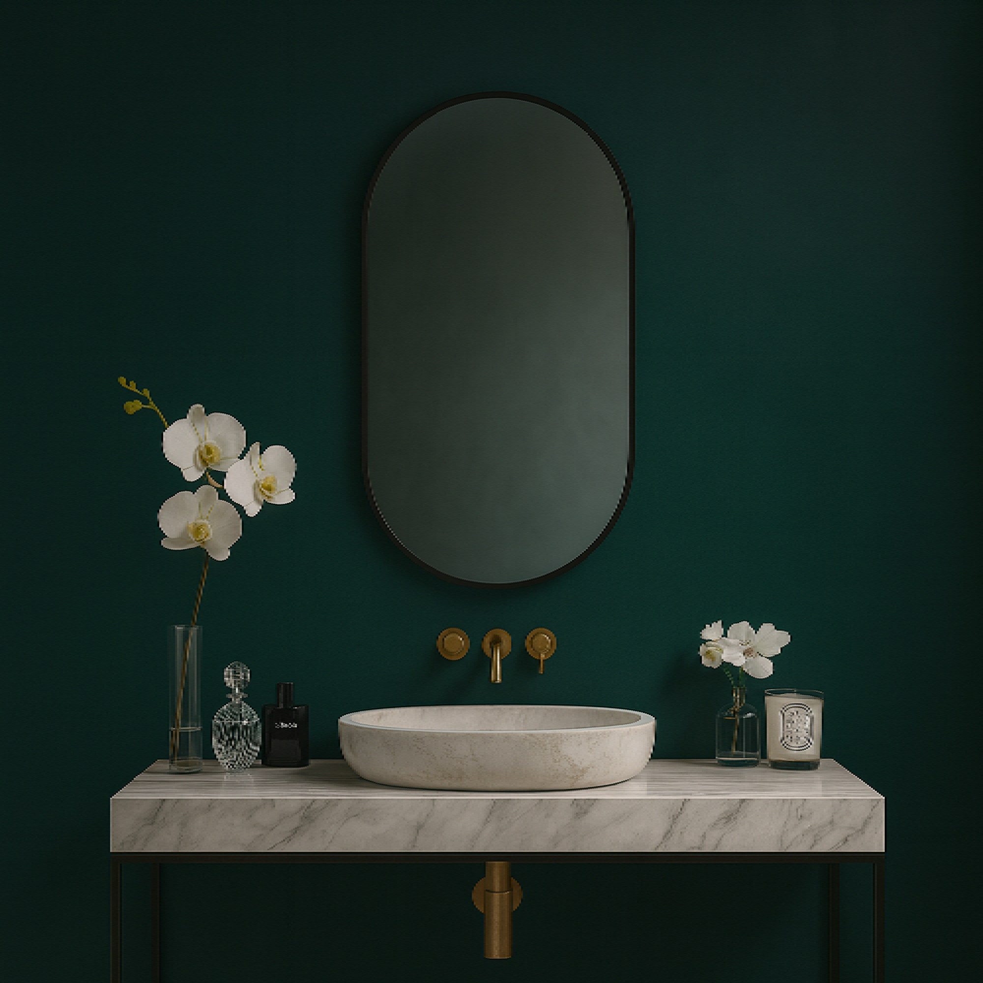 Modern Black Oval Mirror for Bathroom – Vertical Wall Mirror