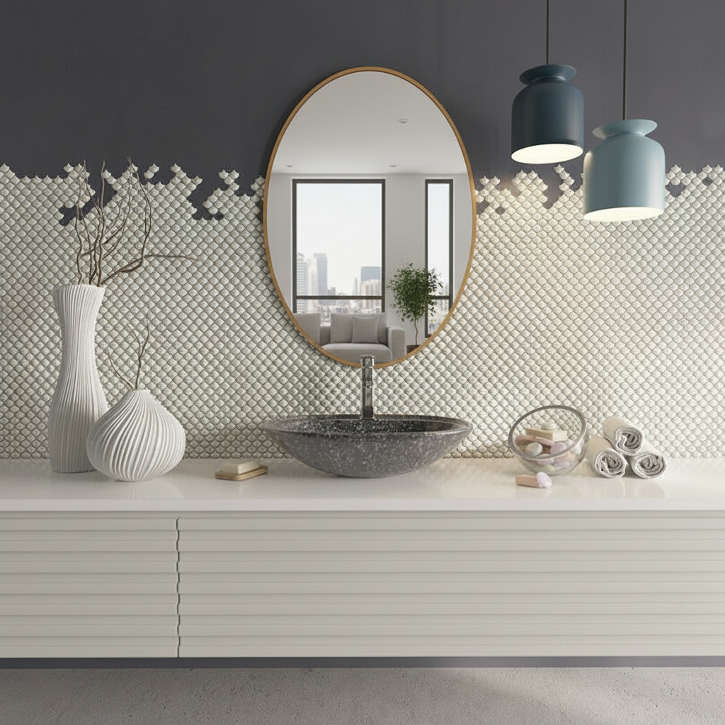 Modern Oval Wall Mirror – Thin Black Frame | Minimalist Design
