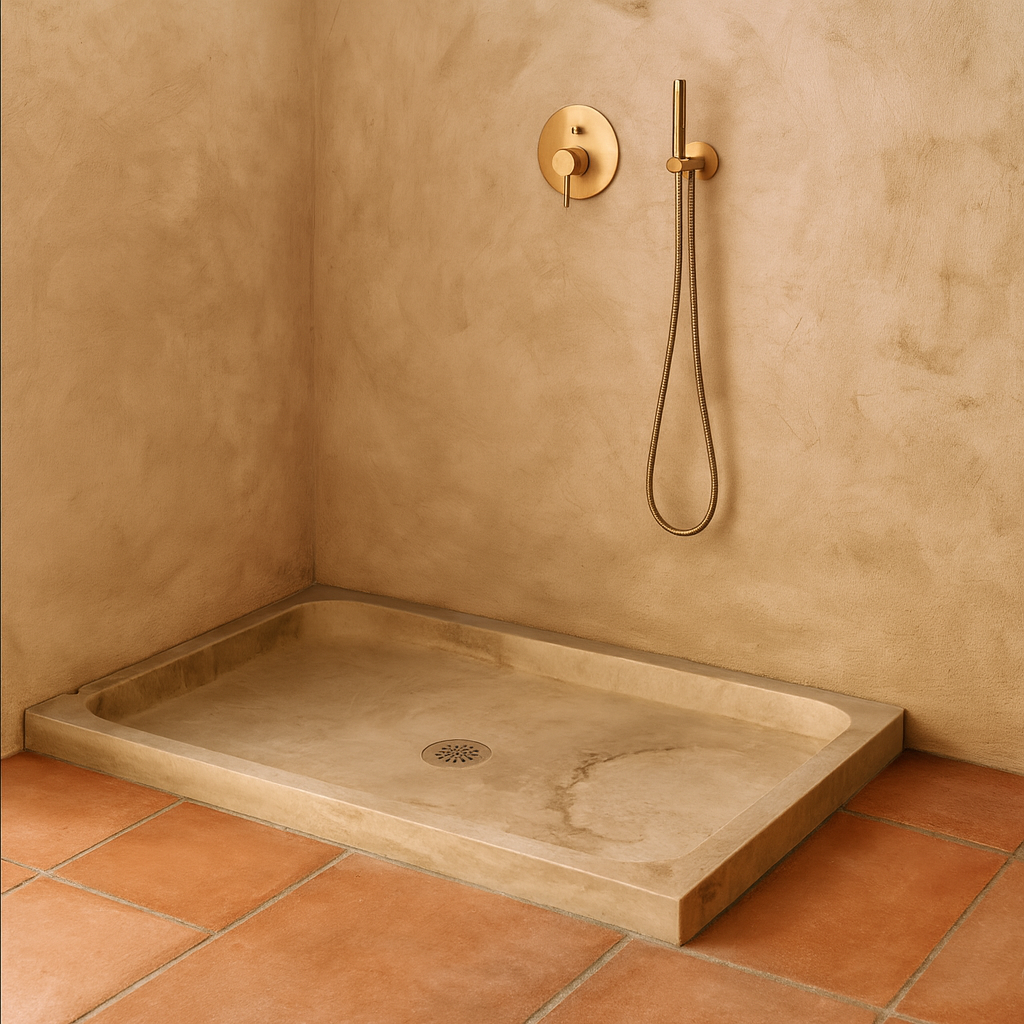Travertine Shower Base 63x35 | Natural Stone Shower Pan USA | Luxury Marble Tray