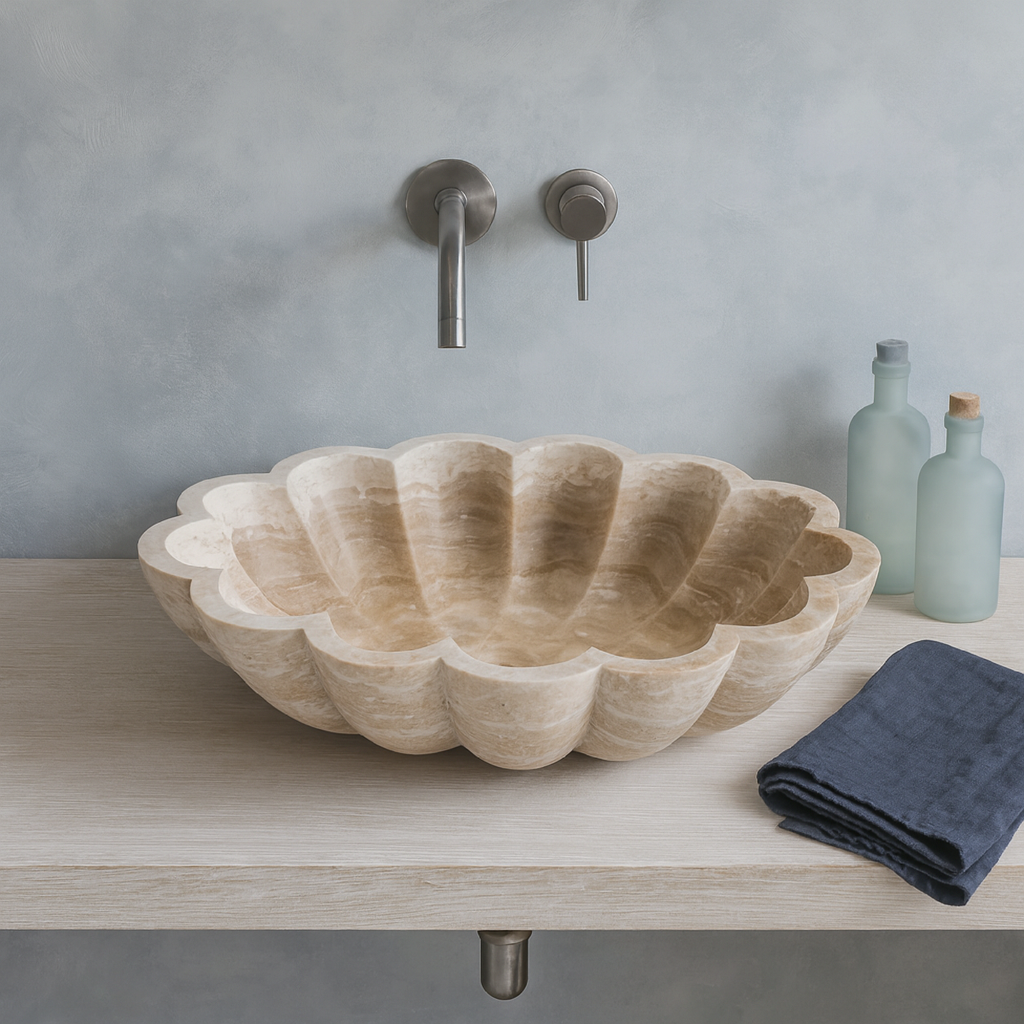 Marble Vessel Sink | Luxury Bathroom Basin 16x22 inches USA | Handcrafted Natural Stone Sink