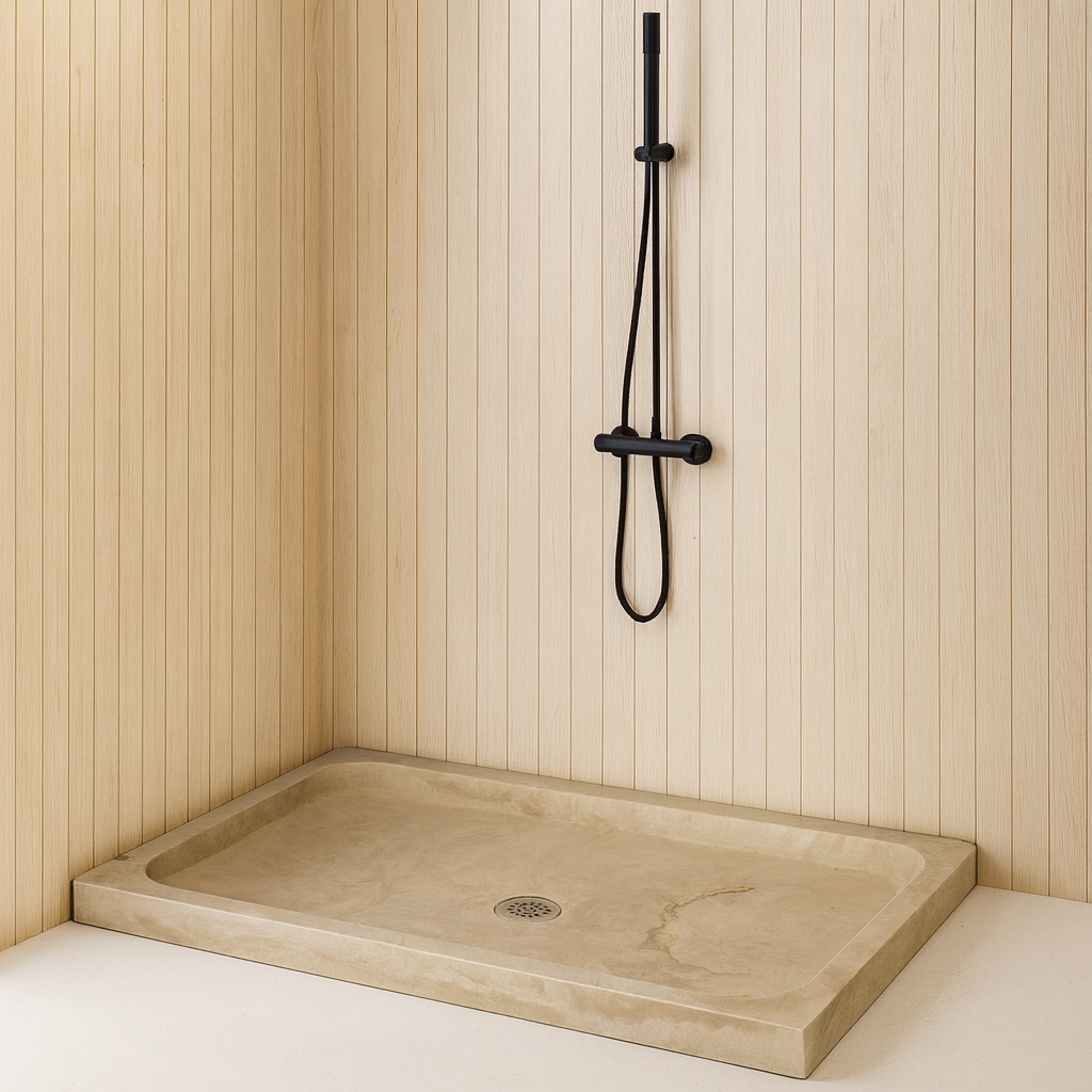 Travertine Shower Base 63x35 | Natural Stone Shower Pan USA | Luxury Marble Tray