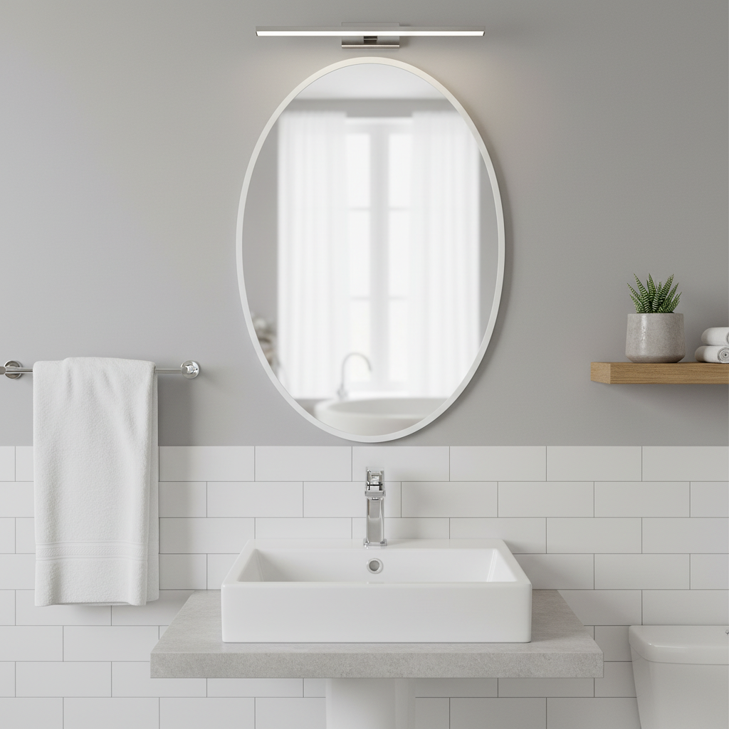 Modern Oval Wall Mirror – Thin Black Frame | Minimalist Design