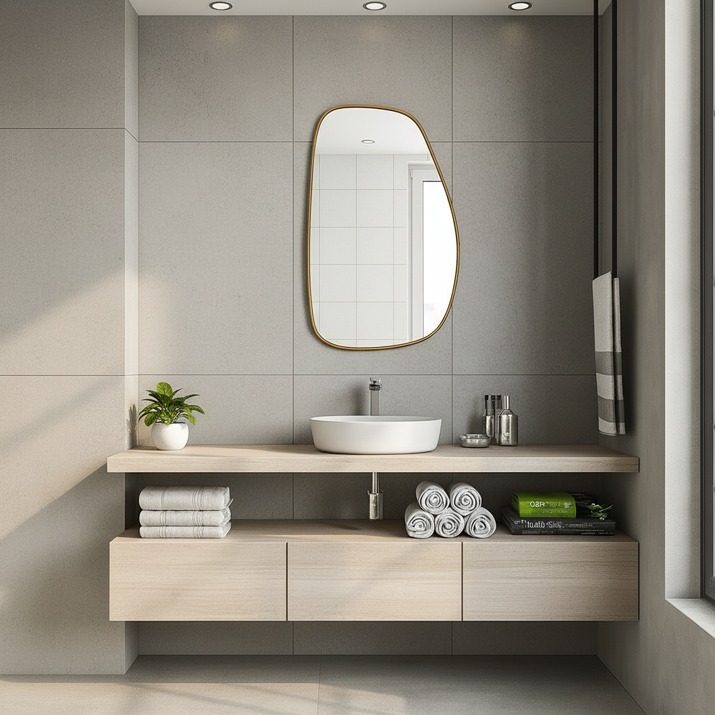 Irregular Wall Mirror – Modern Organic Mirror with Black Frame