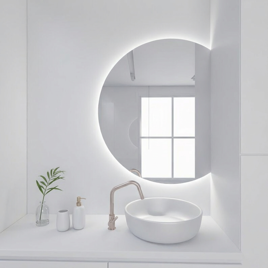 Round LED Bathroom Mirror with Backlight | Modern Lighted Vanity Mirror | Aypars Atelier