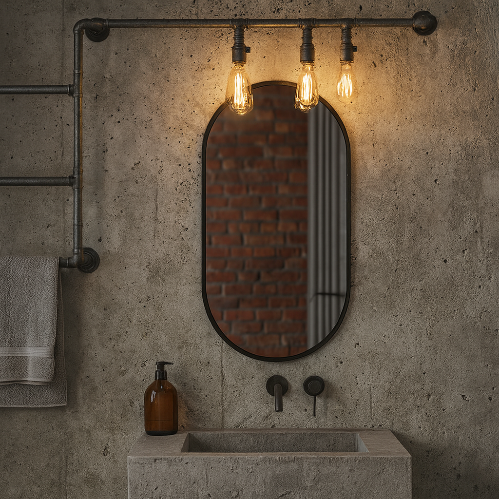 Modern Black Oval Mirror for Bathroom – Vertical Wall Mirror