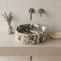 Calacatta Viola Marble Sink | Luxury Round Vessel Basin 16x16 | Natural Stone Bathroom Sink USA