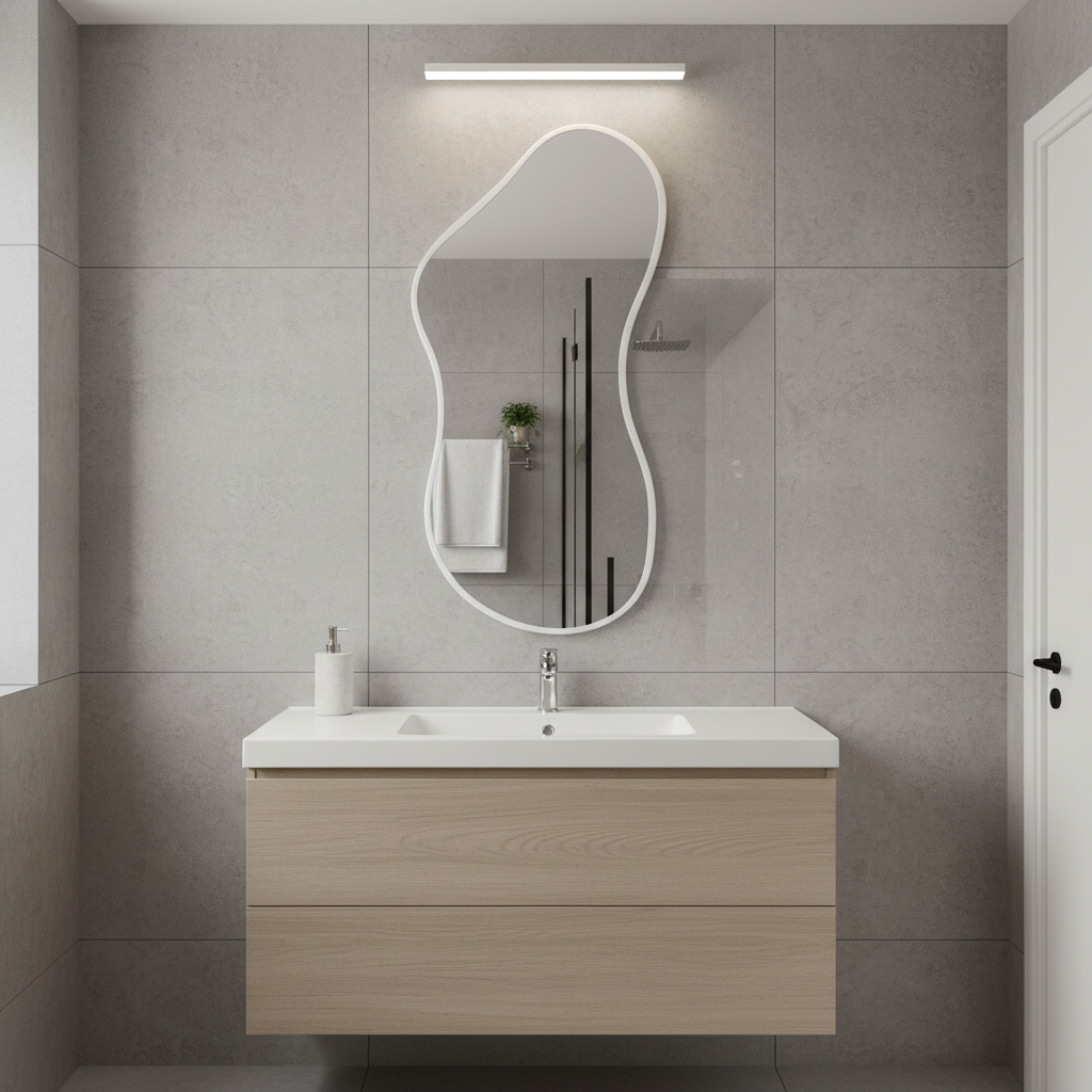 Wavy Wall Mirror – Modern Irregular Blob Mirror with Black Frame