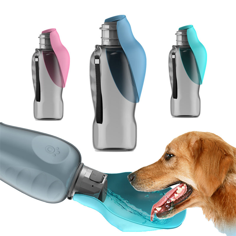 Portable Dog Water Bottle 800ml – Leakproof Foldable Pet Travel Water Dispenser with Drinking Bowl for Walking & Hiking