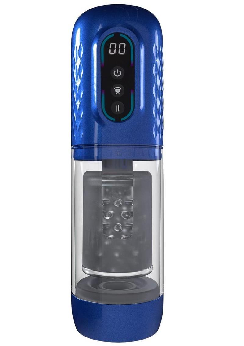Pumped Vortex Multi Function Suction Rotating Thrusting Rechargeable Masturbator - Metallic