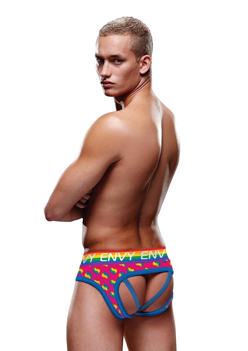 Rainbow Hearts Bubble Butt Jock