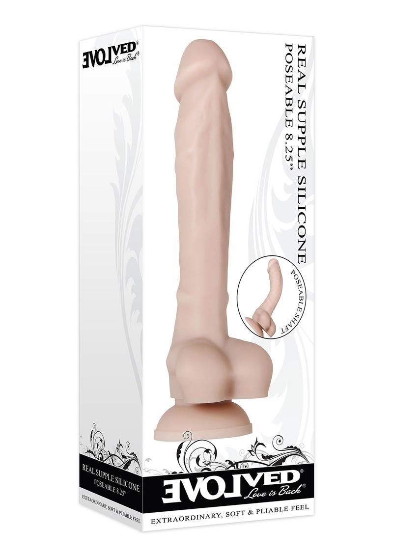 Real Supple Poseable Silicone Dildo with Balls