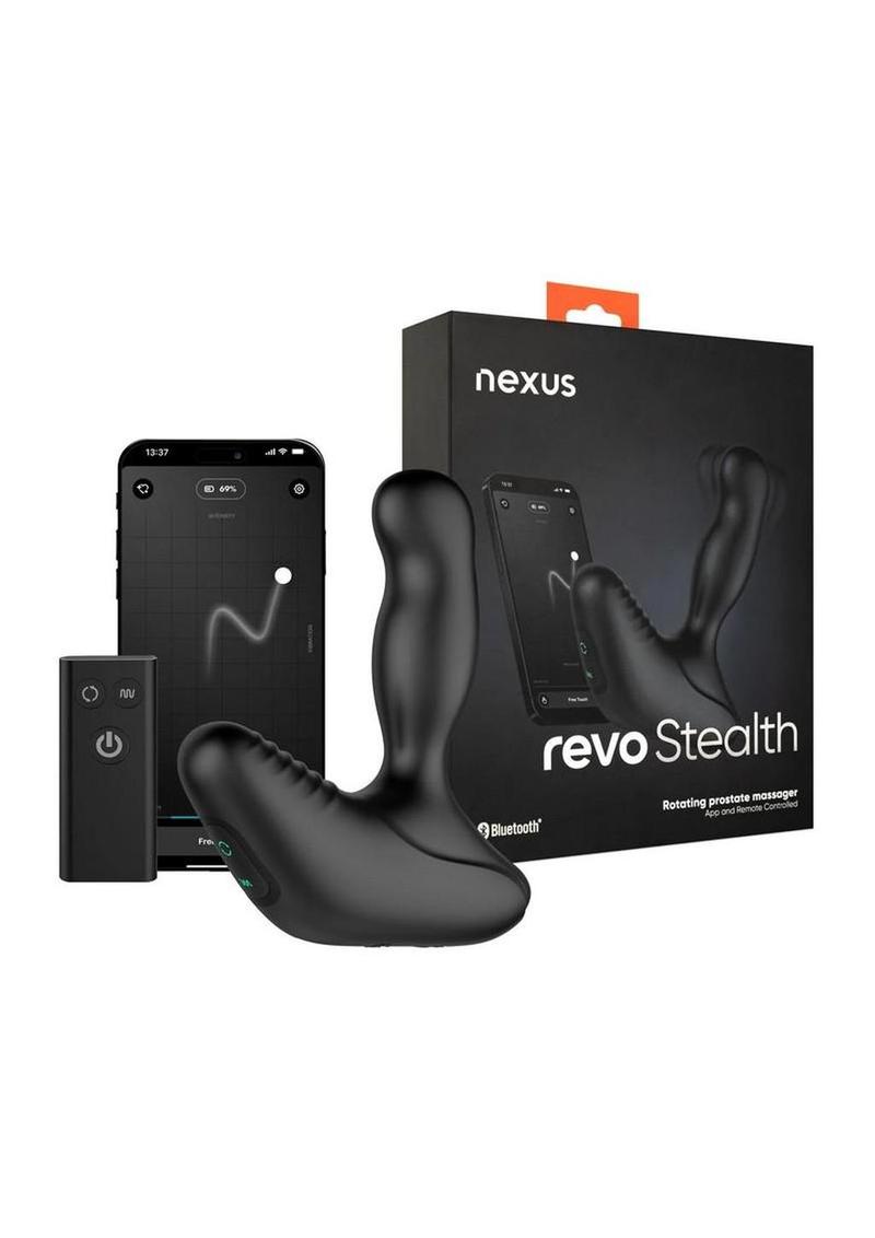 Revo Stealth App Enabled Rechargeable Silicone Rotating Prostate Massager with Remote Control