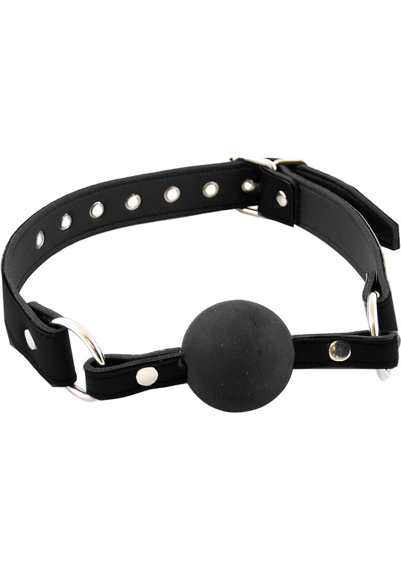 Rouge Fetish Play Leather Adjustable Ball Gag with Metal Accents