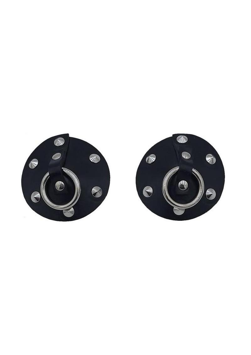 Rouge Leather Studded Nipple Covers