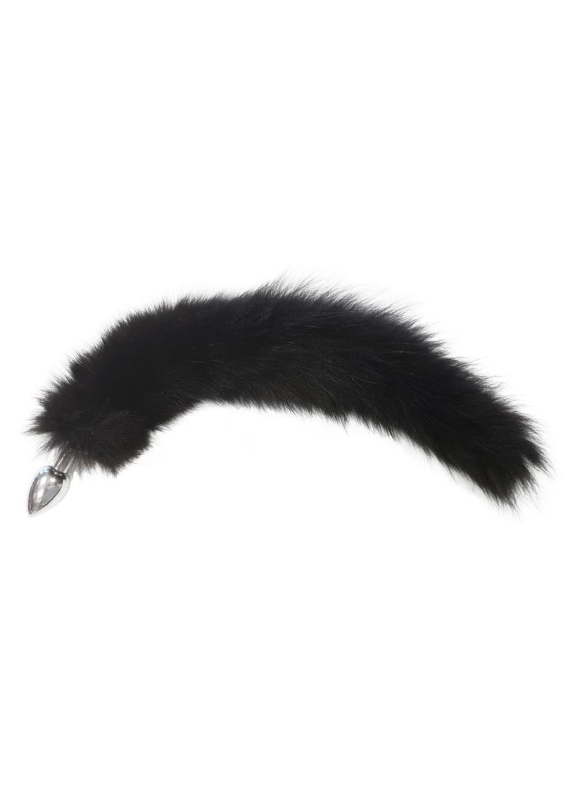 Rouge Stainless Steel Butt Plug Tail with Real Fur