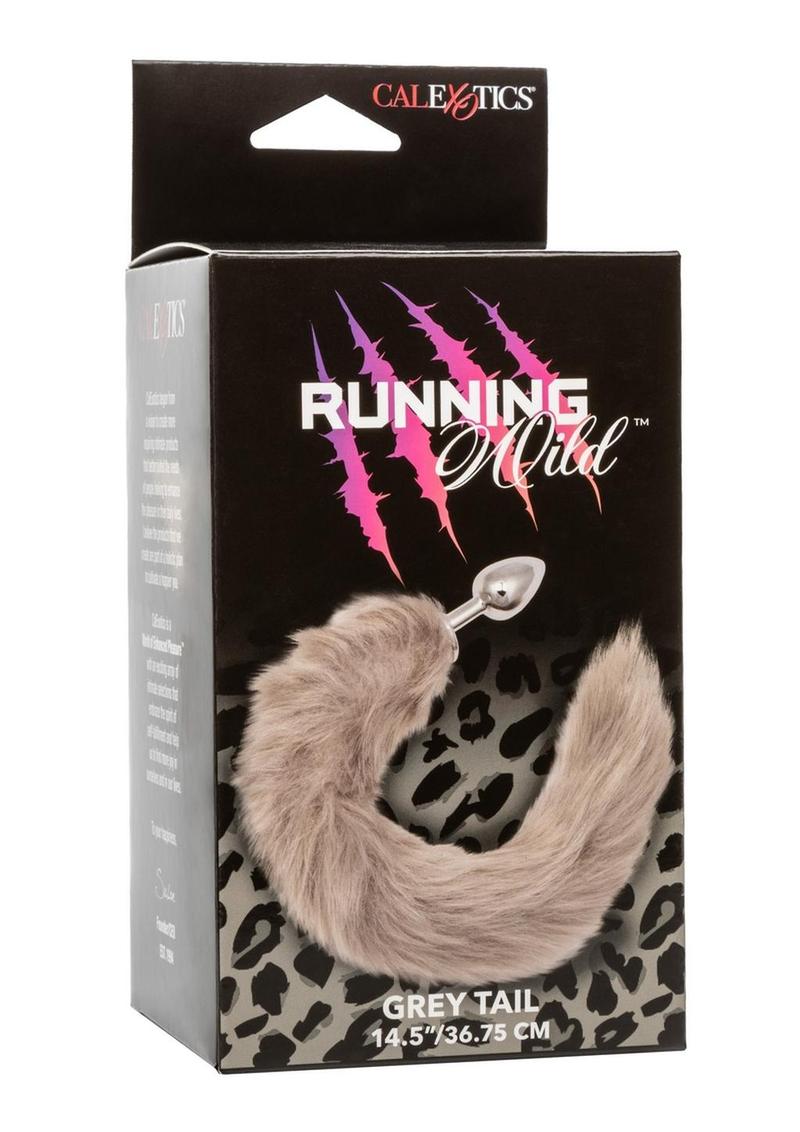Running Wild Grey Tail Faux Fur Tail and Metallic Anal Plug