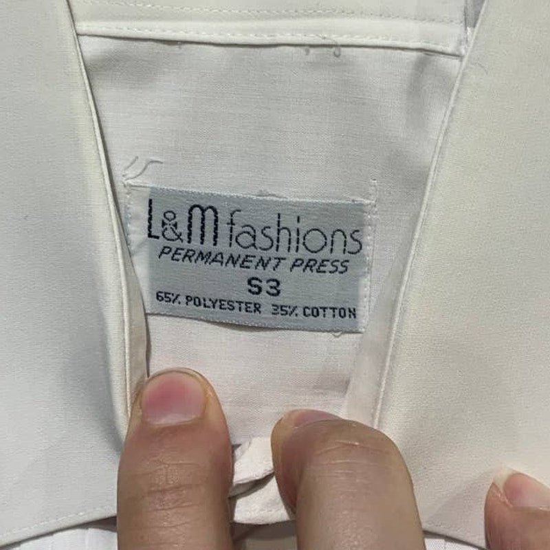 L & M Fashions Small Polycotton Long Sleeve 32/33 Mens White Formal Tuxedo Shirt
