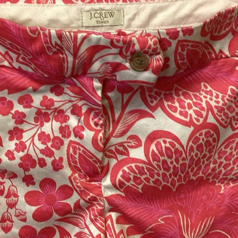 J Crew Womens Size 6 Stretch Cotton Blend Pink Floral Short Shorts w Pockets